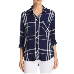 Rails Hunter Flannel Shirt in Night White Forest Large Excellent Condition Navy